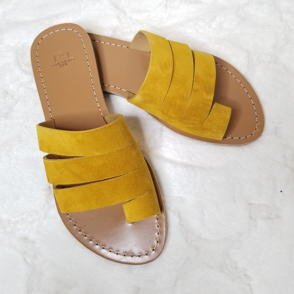 NWT Marc Fisher Rilee Yellow Suede Slide Sandals - Picture 3 of 9